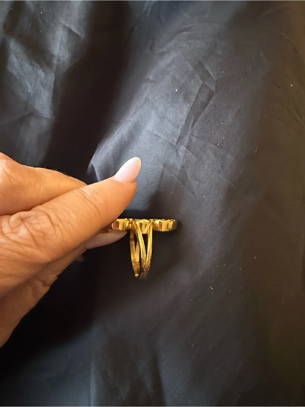 Geometric cz ring 18k gold PVD plated stainless steel